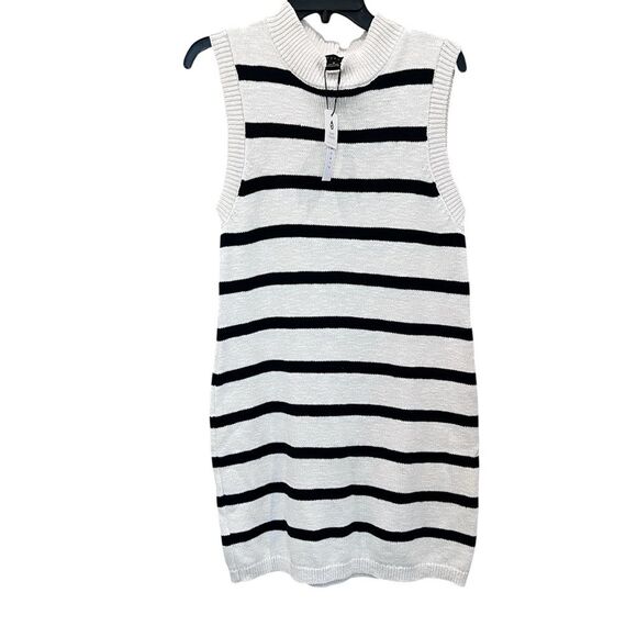 Sanctuary Life Is Easy Sweater Dress Cream Black Striped Cotton Knit Medium NWT - Picture 5 of 16